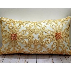 CALLISTO HOME Embroidered Pillow Lumbar 12x24 in Duck Down Fill Two Available